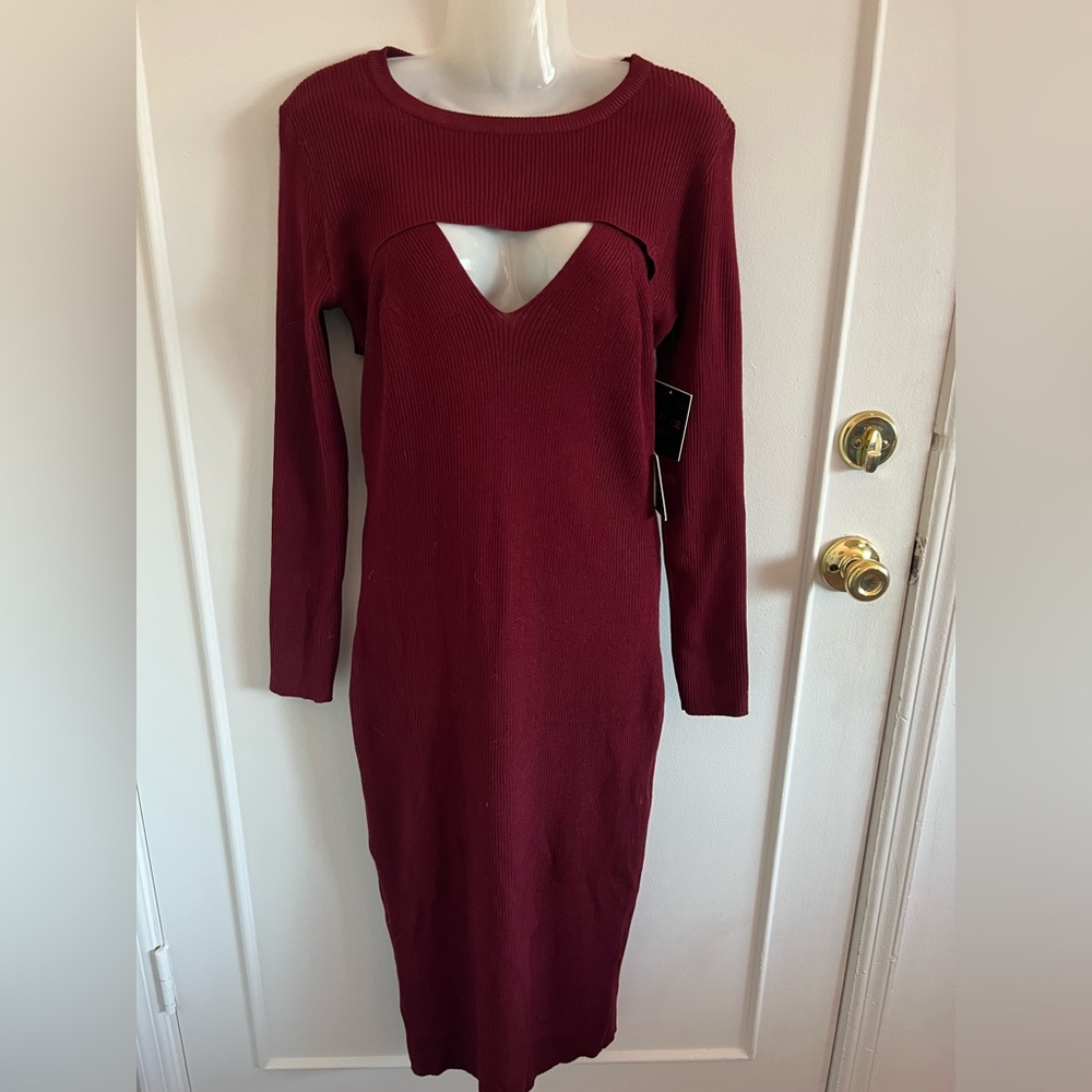 NWT Two piece Burgundy Cut Out Sweater Dress